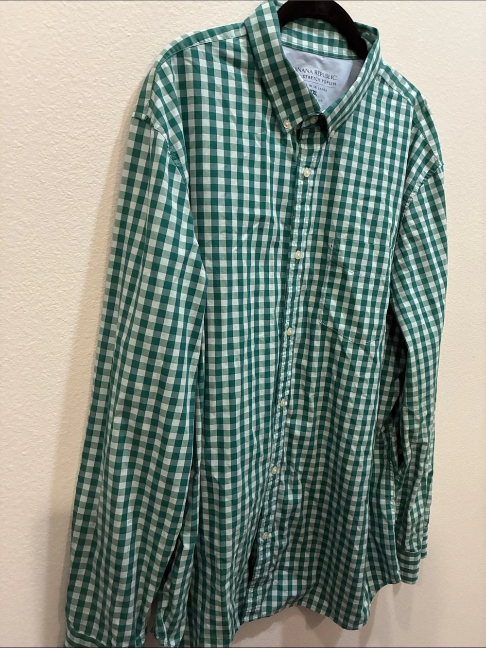 Banana Republic Luxe Stretch Poplin Green Gingham Button-Down Shirt - Men's